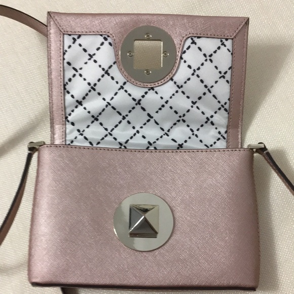Kate Spade Newbury Lane Sally Saffiano Leather Turnlock Crossbody Bag Rose Gold - Picture 6 of 14